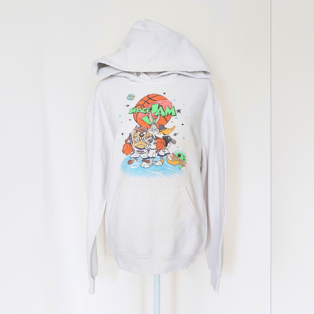 Space Jam Hooded Character Sweatshirt Size Small White Vintage